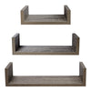 ITY International - Set of 3 Wooden Wall Shelves, Taupe Grey - - Mounts For Less