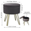 ITY International - Velvet Ottoman / Footstool with Storage and Tray, Metal Base, Grey - - Mounts For Less