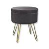 ITY International - Velvet Ottoman / Footstool with Storage and Tray, Metal Base, Grey - - Mounts For Less