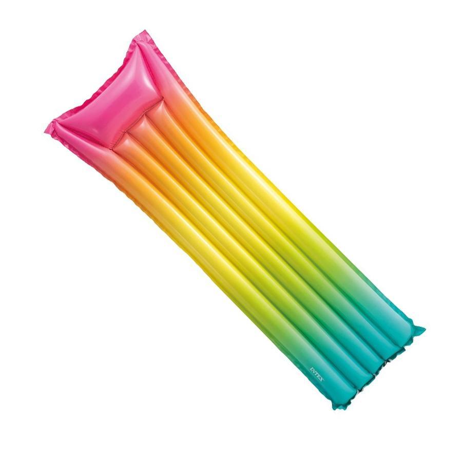 Intex - Rainbow Inflatable Pool Mattress, 67 '' x 21 '' x 6 '', Multicolor - - Mounts For Less