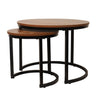 Jessar - Set of 2 Round Coffee Tables, From the Bali Collection, Brown Wood Grain - - Mounts For Less