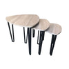 Jessar - Set of 3 Coffee Tables with Metal Base, From the Webber Collection, Brown - - Mounts For Less