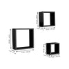 Jessar - Set of 3 Square Floating Shelves, From the Fairview Collection, Black - - Mounts For Less
