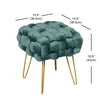 Jessar - Velvet Ottoman/Footstool with Metal Base, 14.9" x 14.9" x 16.9", Green - - Mounts For Less
