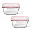 LocknLock - Set of 2 Airtight and Leakproof Glass Containers, 500mL Capacity, Red - - Mounts For Less