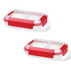 LocknLock - Set of 2 EasyLunch Divided Plastic Containers, 473mL Capacity, Red - - Mounts For Less
