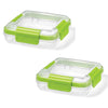 LocknLock - Set of 2 EasyLunch Plastic Sandwich Containers, 473mL Capacity, Green - - Mounts For Less