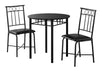 Monarch Specialties I 1013 Dining Table Set, 3pcs Set, Small, 30" Round, Kitchen, Metal, Laminate, Black, Contemporary, Modern - - Mounts For Less