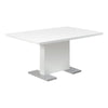 Monarch Specialties I 1090 Dining Table, 60" Rectangular, Kitchen, Dining Room, Metal, Laminate, Glossy White, Chrome, Contemporary, Modern - - Mounts For Less