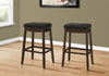 Monarch Specialties I 1260 Bar Stool, Set Of 2, Bar Height, Saddle Seat, Wood, Pu Leather Look, Black, Brown, Transitional - - Mounts For Less