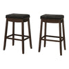 Monarch Specialties I 1260 Bar Stool, Set Of 2, Bar Height, Saddle Seat, Wood, Pu Leather Look, Black, Brown, Transitional - - Mounts For Less