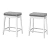 Monarch Specialties I 1263 Bar Stool, Set Of 2, Counter Height, Saddle Seat, Kitchen, Wood, Pu Leather Look, White, Grey, Transitional - - Mounts For Less