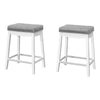 Monarch Specialties I 1263 Bar Stool, Set Of 2, Counter Height, Saddle Seat, Kitchen, Wood, Pu Leather Look, White, Grey, Transitional - - Mounts For Less