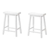 Monarch Specialties I 1533 Bar Stool, Set Of 2, Counter Height, Saddle Seat, Kitchen, Wood, White, Contemporary, Modern - - Mounts For Less