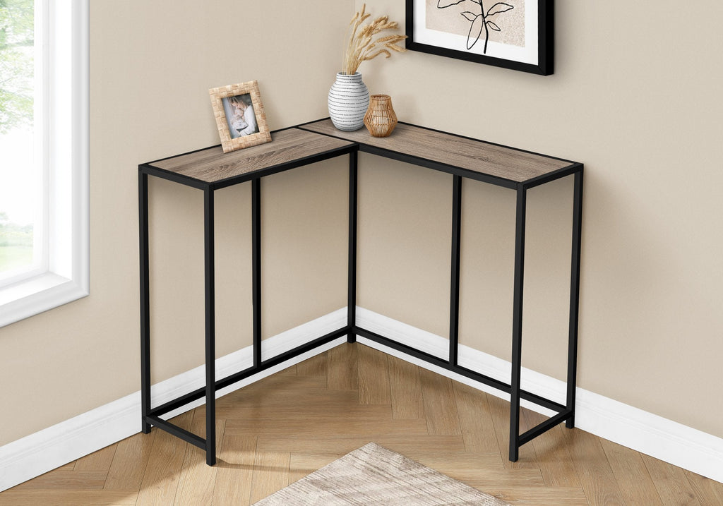 Monarch Specialties I 2155 Accent Table, Console, Entryway, Narrow, Corner, Living Room, Bedroom, Metal, Laminate, Brown, Black, Contemporary, Modern - - Mounts For Less