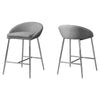 Monarch Specialties I 2298 Bar Stool, Set Of 2, Counter Height, Kitchen, Metal, Fabric, Grey, Chrome, Contemporary, Modern - - Mounts For Less