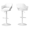 Monarch Specialties I 2382 Bar Stool, Swivel, Bar Height, Adjustable, Metal, Pu Leather Look, White, Contemporary, Modern - - Mounts For Less