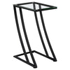 Monarch Specialties I 3089 Accent Table, C-shaped, End, Side, Snack, Living Room, Bedroom, Metal, Tempered Glass, Black, Contemporary, Modern - - Mounts For Less