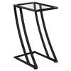 Monarch Specialties I 3089 Accent Table, C-shaped, End, Side, Snack, Living Room, Bedroom, Metal, Tempered Glass, Black, Contemporary, Modern - - Mounts For Less