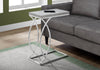 Monarch Specialties I 3185 Accent Table, C-shaped, End, Side, Snack, Living Room, Bedroom, Metal, Laminate, Grey, Chrome, Contemporary, Modern - - Mounts For Less