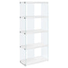 Monarch Specialties I 3289 Bookshelf, Bookcase, Etagere, 5 Tier, 60"h, Office, Bedroom, Tempered Glass, Laminate, Glossy White, Clear, Contemporary, Modern - - Mounts For Less
