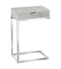 Monarch Specialties I 3373 Accent Table, C-shaped, End, Side, Snack, Storage Drawer, Living Room, Bedroom, Metal, Laminate, Grey, Chrome, Contemporary, Modern - - Mounts For Less