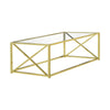 Monarch Specialties I 3444 Coffee Table, Accent, Cocktail, Rectangular, Living Room, 44"l, Metal, Tempered Glass, Gold, Contemporary, Modern - - Mounts For Less