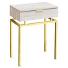 Monarch Specialties I 3463 Accent Table, Side, End, Nightstand, Lamp, Storage Drawer, Living Room, Bedroom, Metal, Laminate, Beige Marble Look, Gold, Contemporary, Modern - - Mounts For Less
