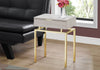 Monarch Specialties I 3463 Accent Table, Side, End, Nightstand, Lamp, Storage Drawer, Living Room, Bedroom, Metal, Laminate, Beige Marble Look, Gold, Contemporary, Modern - - Mounts For Less