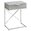 Monarch Specialties I 3471 Accent Table, Side, End, Nightstand, Lamp, Storage Drawer, Living Room, Bedroom, Metal, Laminate, Grey, Chrome, Contemporary, Modern - - Mounts For Less