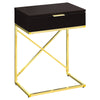 Monarch Specialties I 3476 Accent Table, Side, End, Nightstand, Lamp, Storage Drawer, Living Room, Bedroom, Metal, Laminate, Brown, Gold, Contemporary, Modern - - Mounts For Less