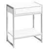 Monarch Specialties I 3480 Accent Table, Side, End, Nightstand, Lamp, Storage Drawer, Living Room, Bedroom, Metal, Laminate, Glossy White, Chrome, Contemporary, Modern - - Mounts For Less
