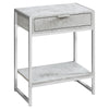 Monarch Specialties I 3481 Accent Table, Side, End, Nightstand, Lamp, Storage Drawer, Living Room, Bedroom, Metal, Laminate, Grey, Chrome, Contemporary, Modern - - Mounts For Less