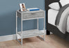 Monarch Specialties I 3481 Accent Table, Side, End, Nightstand, Lamp, Storage Drawer, Living Room, Bedroom, Metal, Laminate, Grey, Chrome, Contemporary, Modern - - Mounts For Less
