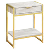 Monarch Specialties I 3483 Accent Table, Side, End, Nightstand, Lamp, Storage Drawer, Living Room, Bedroom, Metal, Laminate, Beige Marble Look, Gold, Contemporary, Modern - - Mounts For Less