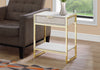 Monarch Specialties I 3483 Accent Table, Side, End, Nightstand, Lamp, Storage Drawer, Living Room, Bedroom, Metal, Laminate, Beige Marble Look, Gold, Contemporary, Modern - - Mounts For Less