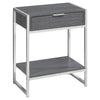 Monarch Specialties I 3484 Accent Table, Side, End, Nightstand, Lamp, Storage Drawer, Living Room, Bedroom, Metal, Laminate, Grey, Chrome, Contemporary, Modern - - Mounts For Less