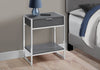 Monarch Specialties I 3484 Accent Table, Side, End, Nightstand, Lamp, Storage Drawer, Living Room, Bedroom, Metal, Laminate, Grey, Chrome, Contemporary, Modern - - Mounts For Less