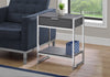Monarch Specialties I 3484 Accent Table, Side, End, Nightstand, Lamp, Storage Drawer, Living Room, Bedroom, Metal, Laminate, Grey, Chrome, Contemporary, Modern - - Mounts For Less