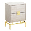 Monarch Specialties I 3493 Accent Table, Side, End, Nightstand, Lamp, Storage Drawer, Living Room, Bedroom, Metal, Laminate, Beige Marble Look, Gold, Contemporary, Modern - - Mounts For Less