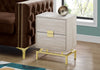 Monarch Specialties I 3493 Accent Table, Side, End, Nightstand, Lamp, Storage Drawer, Living Room, Bedroom, Metal, Laminate, Beige Marble Look, Gold, Contemporary, Modern - - Mounts For Less