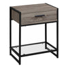 Monarch Specialties I 3501 Accent Table, Side, End, Nightstand, Lamp, Storage Drawer, Living Room, Bedroom, Metal, Laminate, Tempered Glass, Brown, Black, Contemporary, Modern - - Mounts For Less