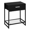 Monarch Specialties I 3502 Accent Table, Side, End, Nightstand, Lamp, Storage Drawer, Living Room, Bedroom, Metal, Laminate, Tempered Glass, Black, Clear, Contemporary, Modern - - Mounts For Less