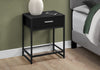 Monarch Specialties I 3502 Accent Table, Side, End, Nightstand, Lamp, Storage Drawer, Living Room, Bedroom, Metal, Laminate, Tempered Glass, Black, Clear, Contemporary, Modern - - Mounts For Less