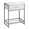 Monarch Specialties I 3503 Accent Table, Side, End, Nightstand, Lamp, Storage Drawer, Living Room, Bedroom, Metal, Laminate, Tempered Glass, White, Grey, Contemporary, Modern - - Mounts For Less