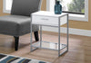 Monarch Specialties I 3503 Accent Table, Side, End, Nightstand, Lamp, Storage Drawer, Living Room, Bedroom, Metal, Laminate, Tempered Glass, White, Grey, Contemporary, Modern - - Mounts For Less