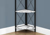 Monarch Specialties I 3651 Bookshelf, Bookcase, Etagere, Corner, 4 Tier, 60"h, Office, Bedroom, Metal, Laminate, White Marble Look, Black, Contemporary, Modern - - Mounts For Less