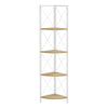 Monarch Specialties I 3652 Bookshelf, Bookcase, Etagere, Corner, 4 Tier, 60"h, Office, Bedroom, Metal, Laminate, Natural, White, Contemporary, Modern - - Mounts For Less