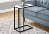 Monarch Specialties I 3760 Accent Table, C-shaped, End, Side, Snack, Living Room, Bedroom, Metal, Laminate, White, Black, Contemporary, Modern - - Mounts For Less