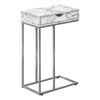 Monarch Specialties I 3772 Accent Table, C-shaped, End, Side, Snack, Storage Drawer, Living Room, Bedroom, Metal, Laminate, White Marble Look, Grey, Contemporary, Modern - - Mounts For Less